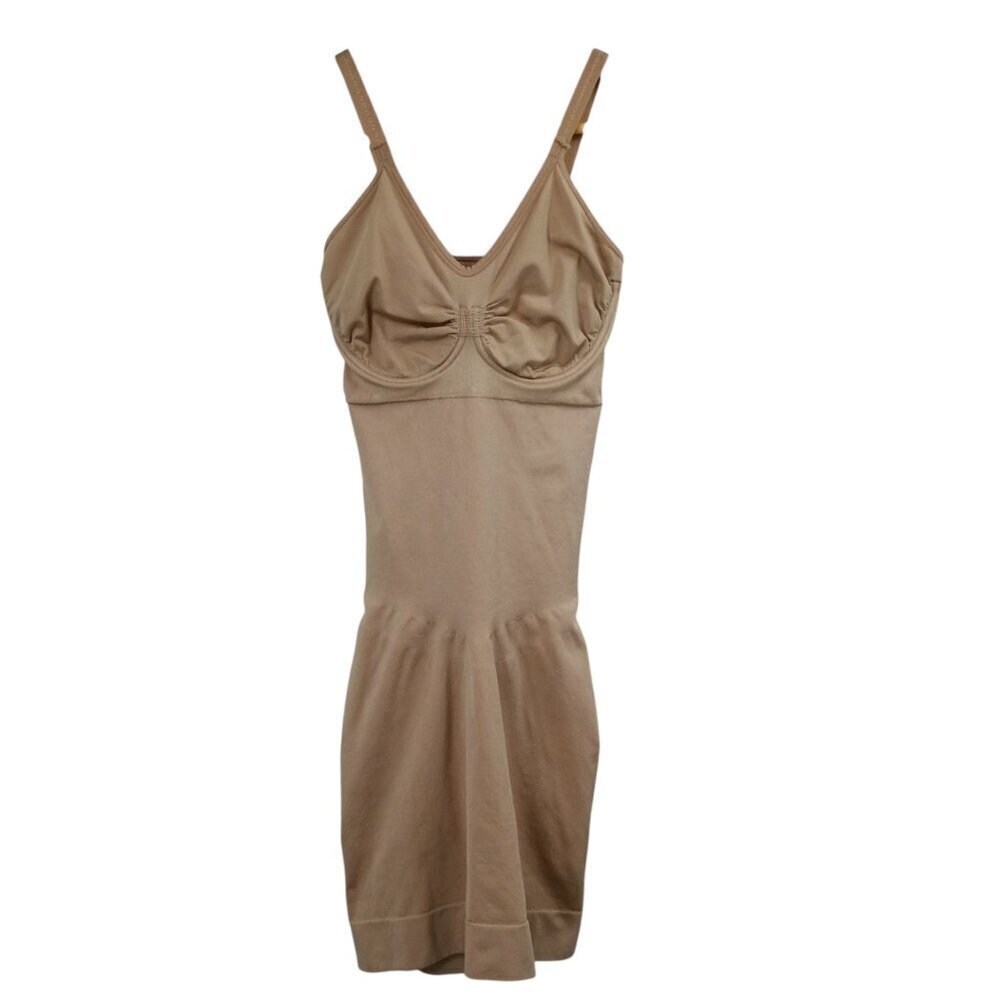 Spanx One Piece Dress Removable Underwire Beige Shaper Shapewear Size L Skirt